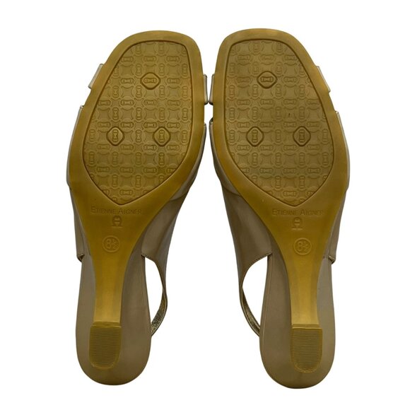 Etienne Aigner Women’s Beige Slingback Wedge Sandals Size 8.5 - Picture 8 of 11
